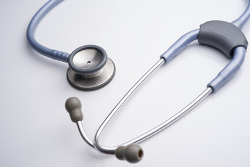 A medical stethoscope on white background                      