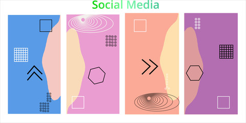 Editable story templates with empty place for text abstract creative backgrounds for social media. Bright colored with hand drawn scribbles promotional backgrounds for social media apps - vector eps10