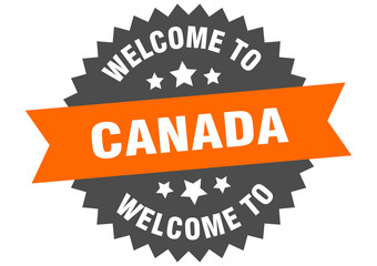 Fototapeta premium Canada sign. welcome to Canada orange sticker