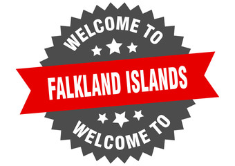 Obraz premium Falkland Islands sign. welcome to Falkland Islands red sticker