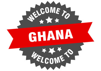 Ghana sign. welcome to Ghana red sticker