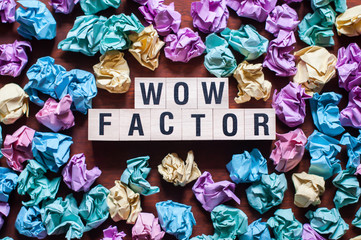 Wow Factor word concept on cubes - obrazy, fototapety, plakaty
