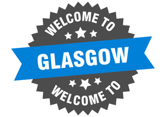 Glasgow sign. welcome to Glasgow blue sticker