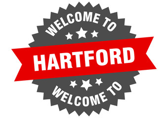 Hartford sign. welcome to Hartford red sticker