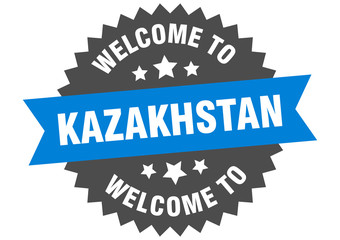 Fototapeta premium Kazakhstan sign. welcome to Kazakhstan blue sticker