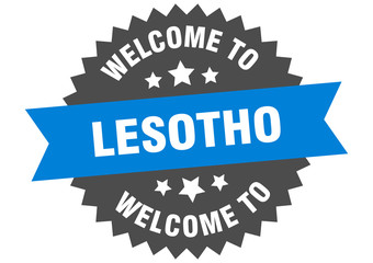 Lesotho sign. welcome to Lesotho blue sticker