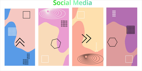 Editable story templates with empty place for text abstract creative backgrounds for social media. Bright colored with hand drawn scribbles promotional backgrounds for social media apps - vector eps10