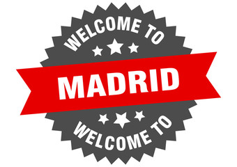 Obraz premium Madrid sign. welcome to Madrid red sticker