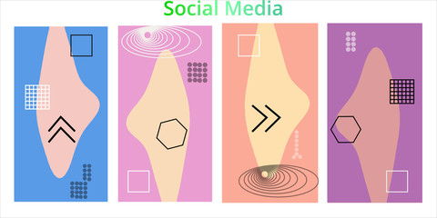 Editable story templates with empty place for text abstract creative backgrounds for social media. Bright colored with hand drawn scribbles promotional backgrounds for social media apps - vector eps10