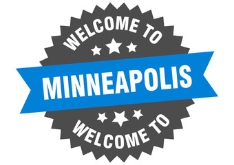Minneapolis sign. welcome to Minneapolis blue sticker