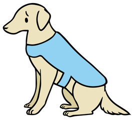 青いベストを着た介助犬のイラスト_困り顔2