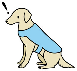 青いベストを着た介助犬のイラスト_!マーク