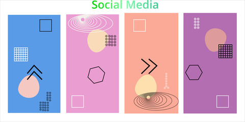 Editable story templates with empty place for text abstract creative backgrounds for social media. Bright colored with hand drawn scribbles promotional backgrounds for social media apps - vector eps10