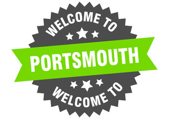 Portsmouth sign. welcome to Portsmouth green sticker