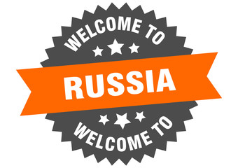 Russia sign. welcome to Russia orange sticker