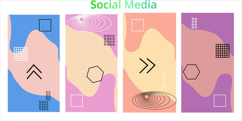 Editable story templates with empty place for text abstract creative backgrounds for social media. Bright colored with hand drawn scribbles promotional backgrounds for social media apps - vector eps10