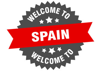 Spain sign. welcome to Spain red sticker