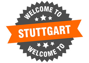 Stuttgart sign. welcome to Stuttgart orange sticker