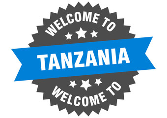 Tanzania sign. welcome to Tanzania blue sticker