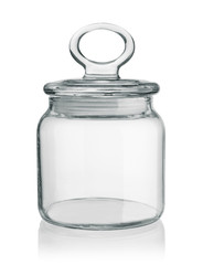 Glass jar with a lid isolated on white