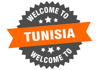 Tunisia sign. welcome to Tunisia orange sticker