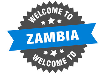 Zambia sign. welcome to Zambia blue sticker