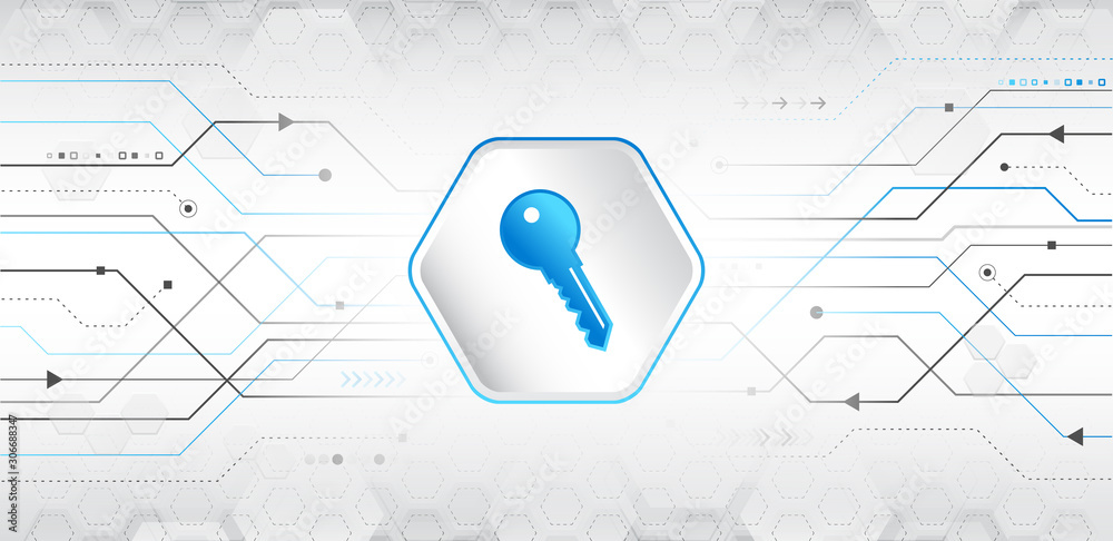 Poster Safety and confidential data protection. Cyber data security or information privacy idea. Technology background vector illustration.