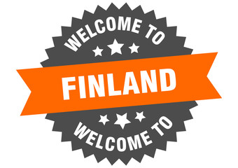 Finland sign. welcome to Finland orange sticker