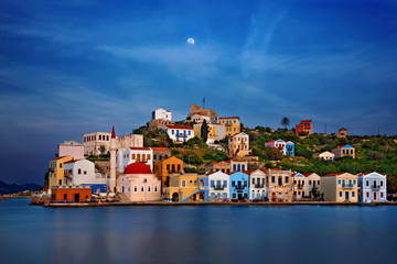  Partial view of the picturesque village of Kastelorizo, the only village of Kastelorizo (or...