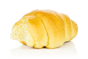One whole sweet golden mini croissant isolated on white background