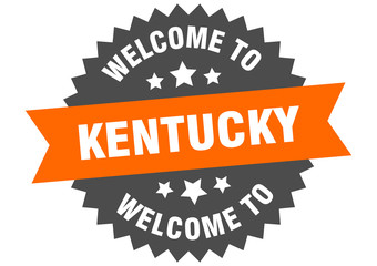 Kentucky sign. welcome to Kentucky orange sticker