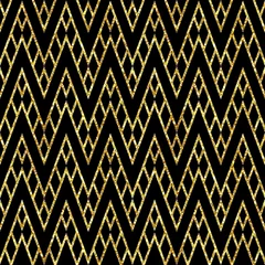 Fototapete Schwarz und Gold Abstraktes geometrisches zeitgenössisches funkelndes nahtloses Muster