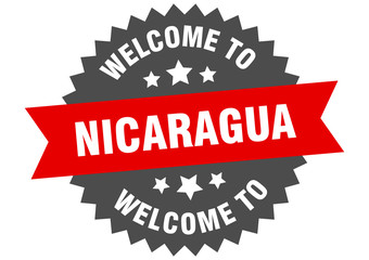 Nicaragua sign. welcome to Nicaragua red sticker