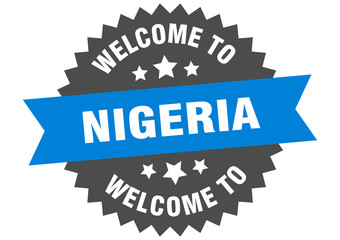 Nigeria sign. welcome to Nigeria blue sticker