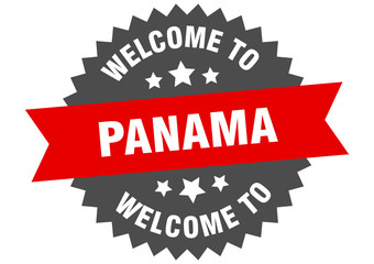Panama sign. welcome to Panama red sticker
