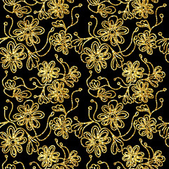 Abstract floral ornamental tapestry  glitter sparkling seamless pattern