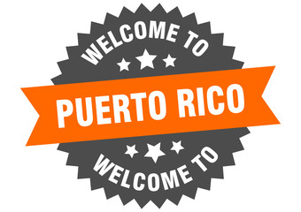 Puerto Rico sign. welcome to Puerto Rico orange sticker