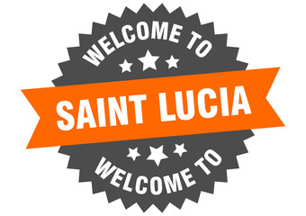 Saint Lucia sign. welcome to Saint Lucia orange sticker