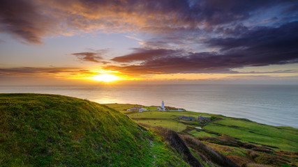 The view at sunrise from the Undercliff at Niton towards St Catherine's Point, UK