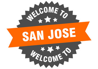 San Jose sign. welcome to San Jose orange sticker