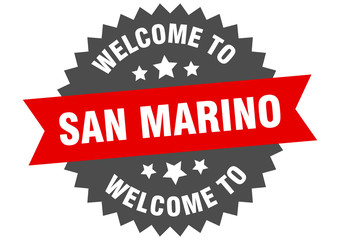 San Marino sign. welcome to San Marino red sticker