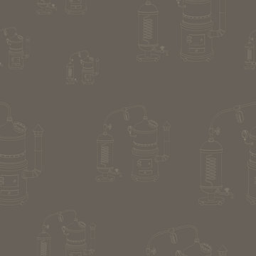 Seamless pattern with vintage distillation apparatus