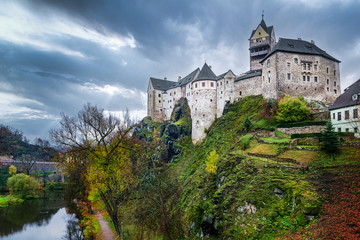 Fototapeta premium Landscape view of Loket castle, Czech Republic