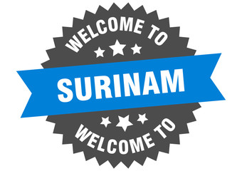 Surinam sign. welcome to Surinam blue sticker