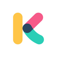 Overlapping one line letter K logotype.