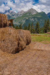 Landscape with bales of hay