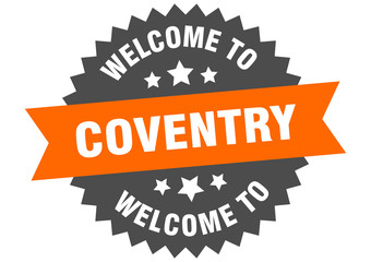 Coventry sign. welcome to Coventry orange sticker