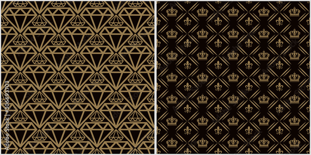 Wall mural modern backgrounds, patterns. two modern background pictures in retro style. seamless vector backgro