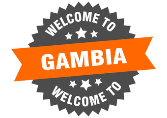 Gambia sign. welcome to Gambia orange sticker