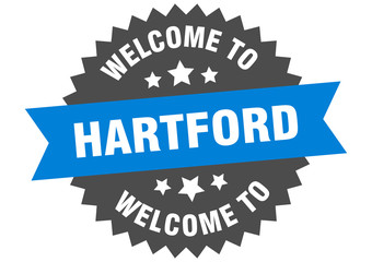 Hartford sign. welcome to Hartford blue sticker